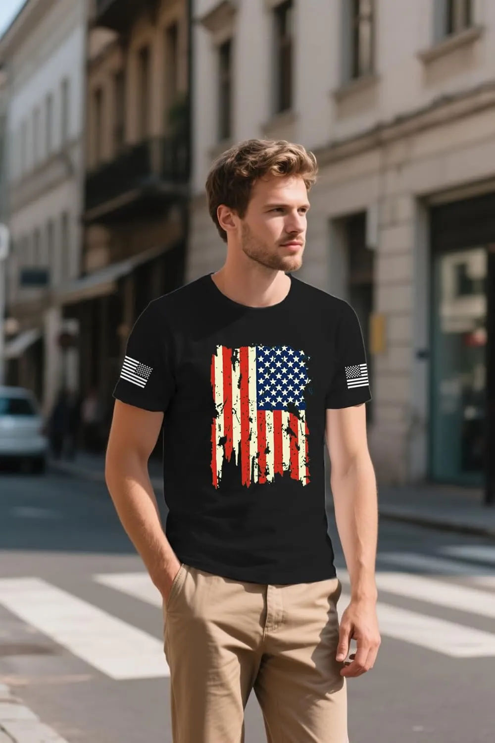 4th of July Shirts for Men American Flag T-Shirt USA Patriotic Tee Tops