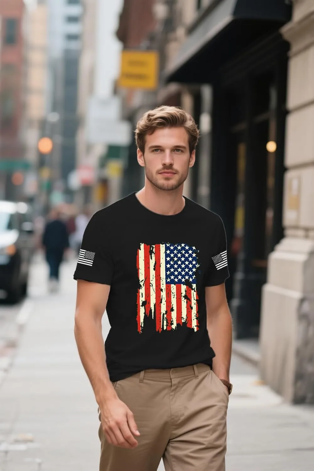 4th of July Shirts for Men American Flag T-Shirt USA Patriotic Tee Tops