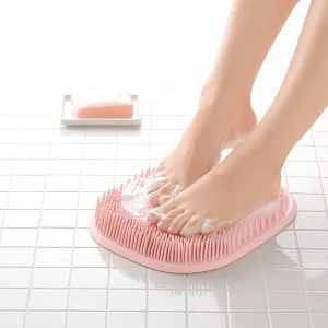 7690 Shower Foot & Back Scrubber, Massage Pad, Scrubber, Silicone Bath Massage Cushion Brush with Suction Cups, Bathroom Wash Foot Mat