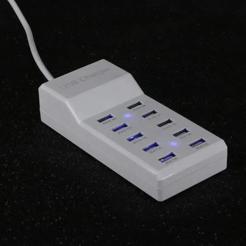Multi USB Charger 10-Port 60W/12A Desktop