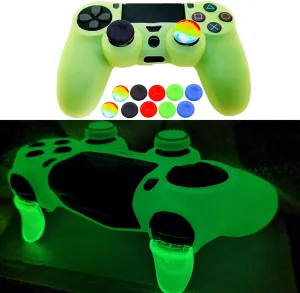 Silicone Skin for Ps4 Controller, Anti-Slip Shell Cover Case Dark Glow with 10 Joystick Grips for Playsation 4/ Slim/Pro Dualshock 4 Controller Wireless Gamepad