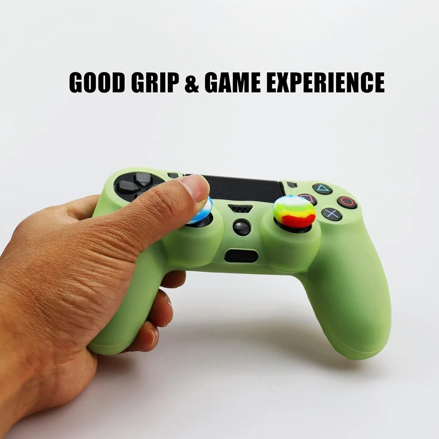 Silicone Skin for Ps4 Controller, Anti-Slip Shell Cover Case Dark Glow with 10 Joystick Grips for Playsation 4/ Slim/Pro Dualshock 4 Controller Wireless Gamepad