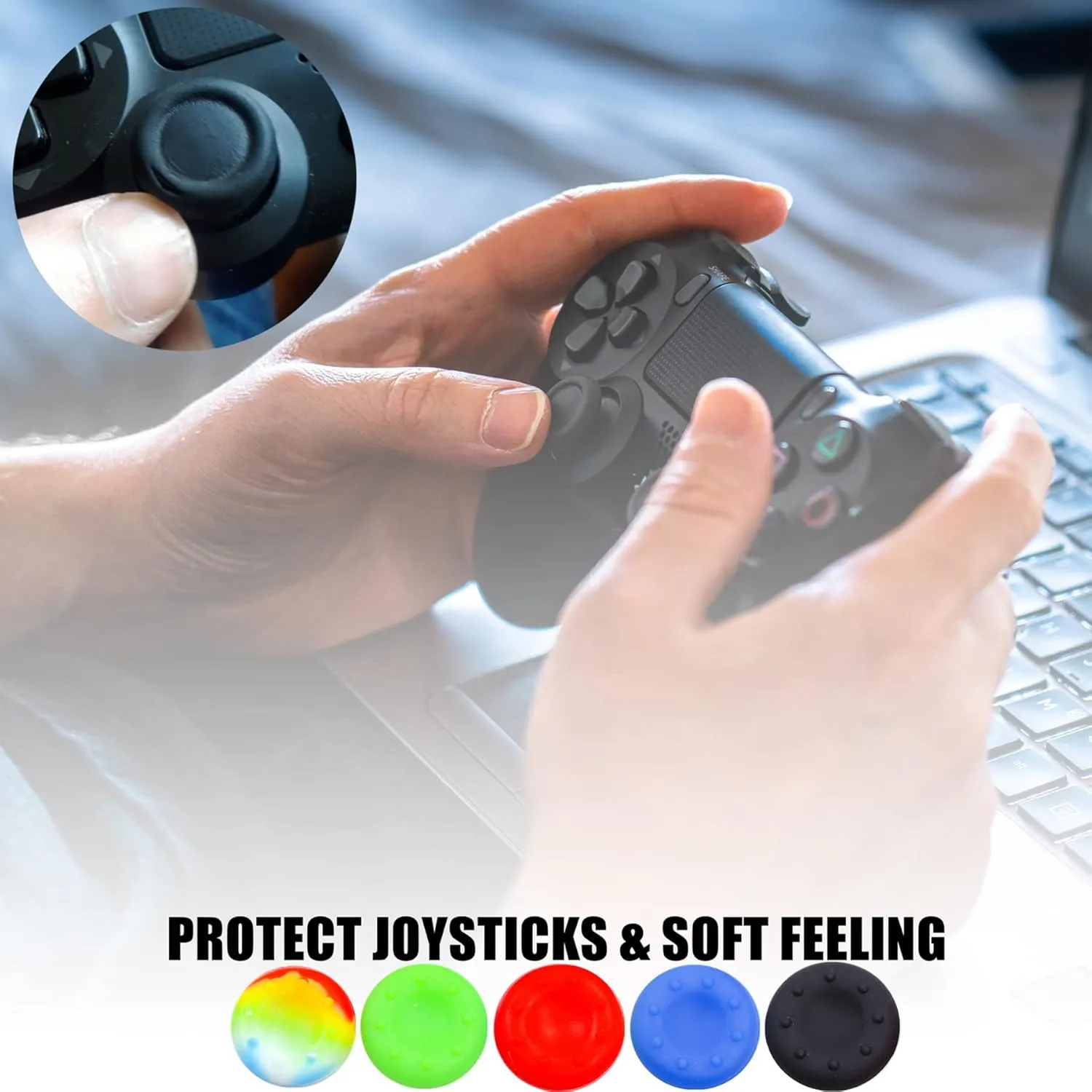 Silicone Skin for Ps4 Controller, Anti-Slip Shell Cover Case Dark Glow with 10 Joystick Grips for Playsation 4/ Slim/Pro Dualshock 4 Controller Wireless Gamepad