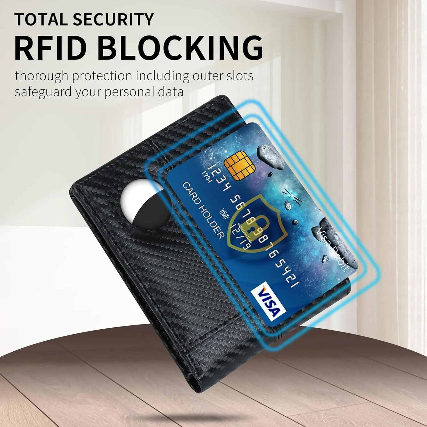 Swallowmall AirTag Wallet Mens RFID Blocking Genuine Bifold Leather Wallets for air tag Men's Wallet with 1 ID Window 15 Card Slots (Airtag Not included)