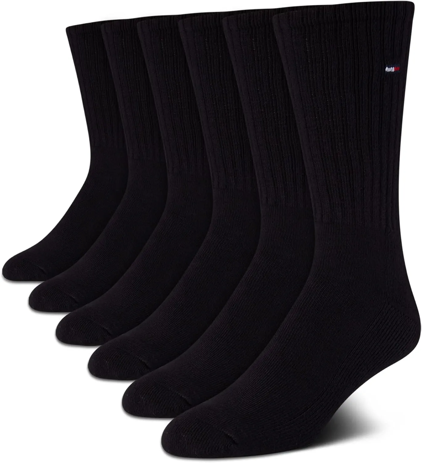 Tommy Hilfiger Men's Crew Socks - 6 Pack Performance Comfort Cushioned Athletic Socks - Breathable Crew Socks for Men (7-12)