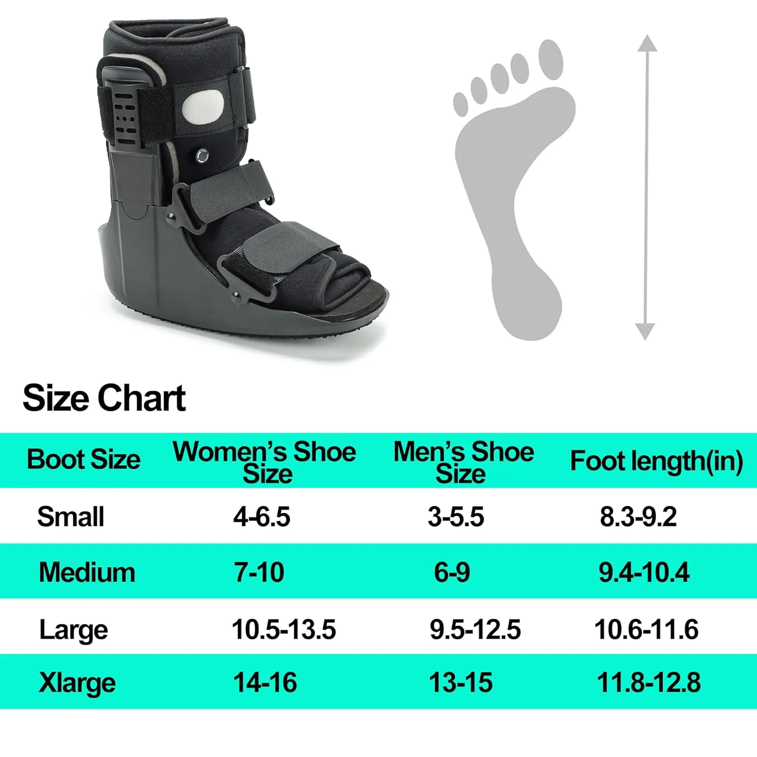 Walking Boot for Broken Foot & Injuries - Lightweight Medical Boot with Anti-Slip Sole, Adjustable Straps & Rigid Support for Ankle/Foot Recovery S