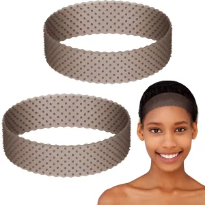 WILLBOND 2 Pieces Silicone Wig Grip Band Adjustable Silicone Wig Headband Non Slip Strong Holder for Men Women Sports Yoga(Black)